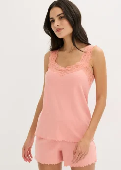 Mujer bonprix bonprix Pijama corto con delicado ribete de encaje