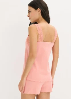 Mujer bonprix bonprix Pijama corto con delicado ribete de encaje