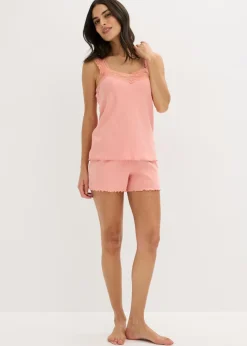 Mujer bonprix bonprix Pijama corto con delicado ribete de encaje