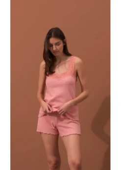 Mujer bonprix bonprix Pijama corto con delicado ribete de encaje