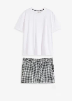 bonprix bonprix Ropa Para Dormir>Pijama corto con pantalón tejido blanco a cuadros