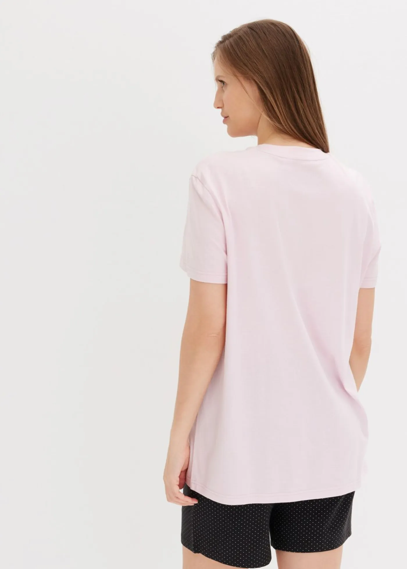 bonprix bonprix Ropa Para Dormir>Pijama corto con pantalón ciclista lila empolvado-negro topos