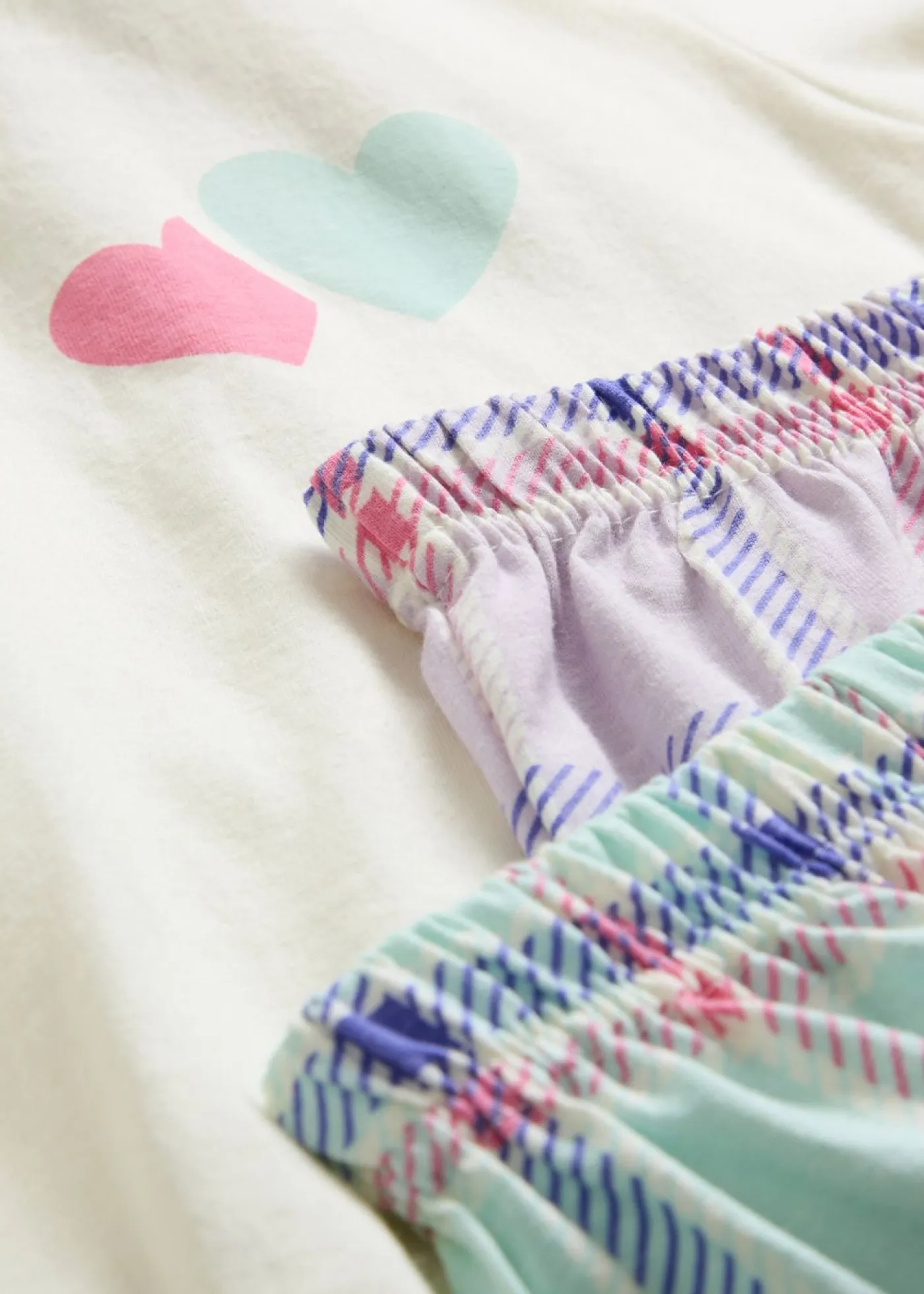 bonprix bonprix Niña·Pijamas>Pijama corto de algodón orgánico puro (2 piezas) violeta-turquesa-blanco lana a cuadros