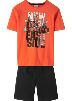 bonprix bonprix Niño·Pijamas>Pijama corto de algodón puro (2 piezas) Rojo anaranjado-negro