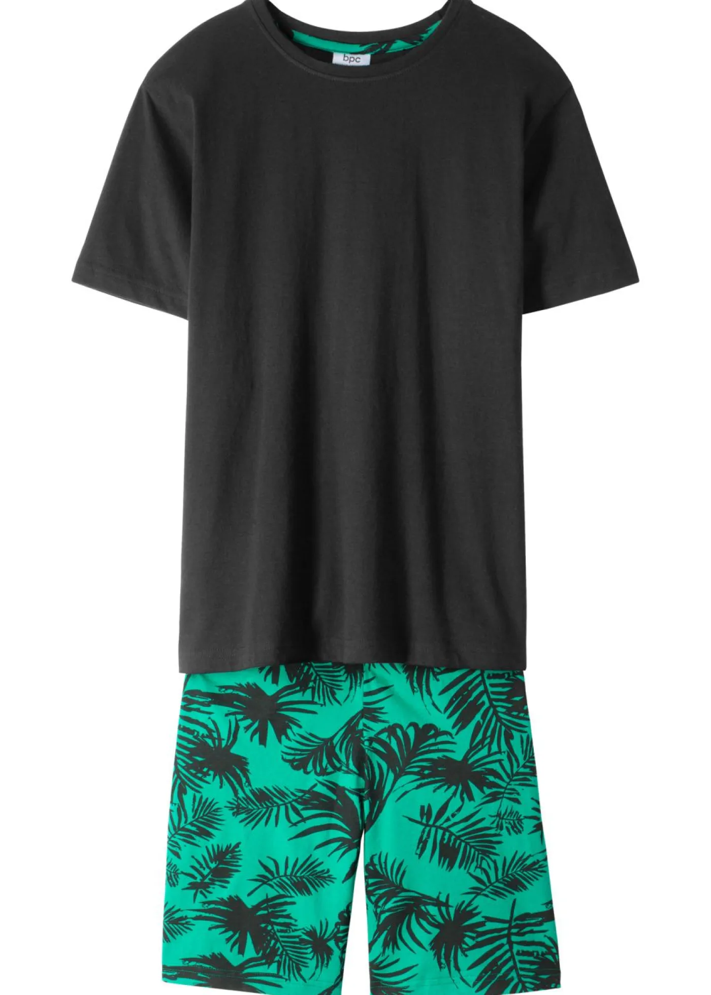 bonprix bonprix Niño·Pijamas>Pijama corto de algodón puro (2 piezas) Negro-verde estampado