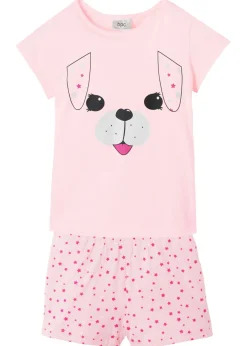 bonprix bonprix Niña·Pijamas>Pijama corto de algodón puro (2 piezas) Rosa claro-fucsia