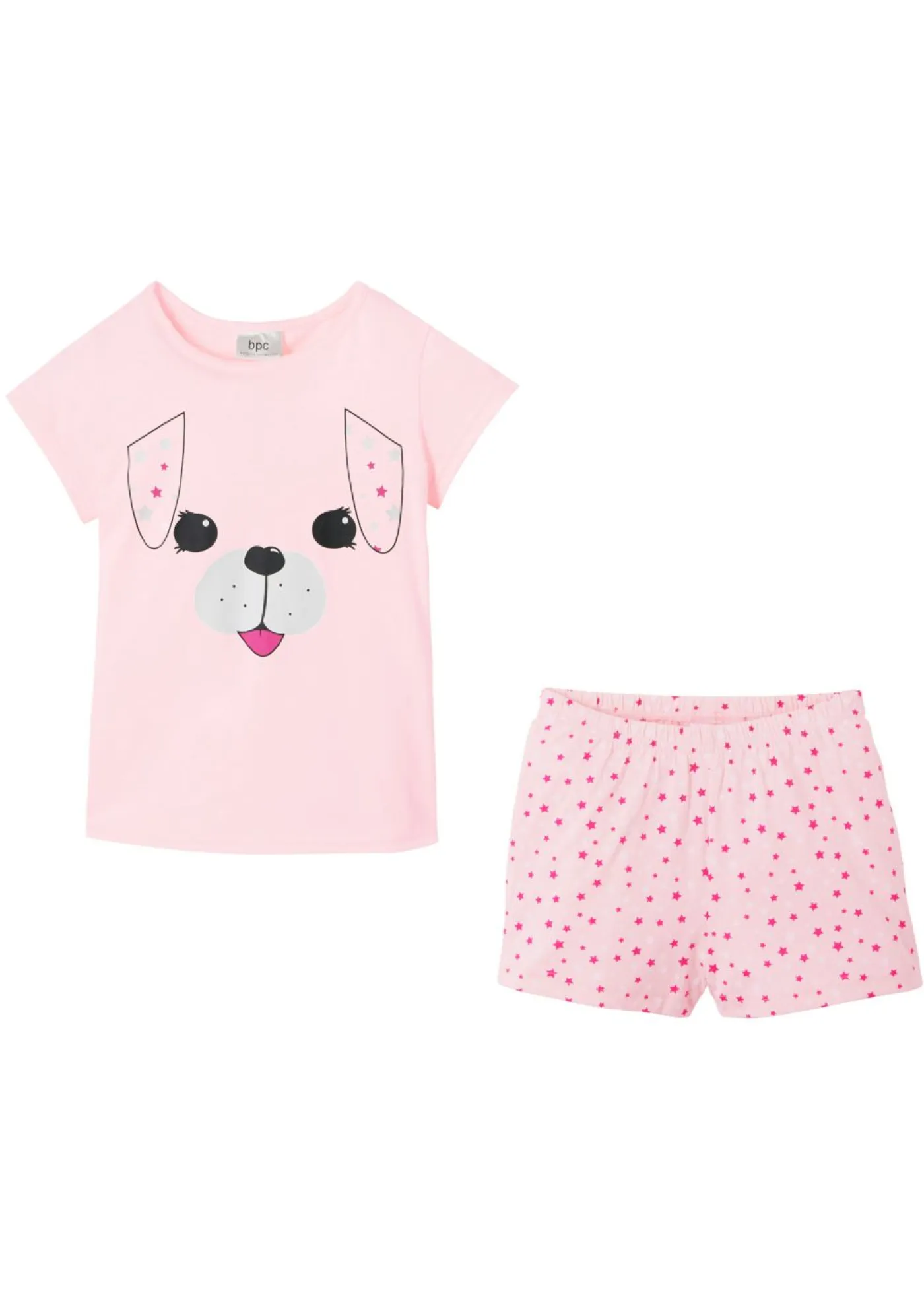 bonprix bonprix Niña·Pijamas>Pijama corto de algodón puro (2 piezas) Rosa claro-fucsia