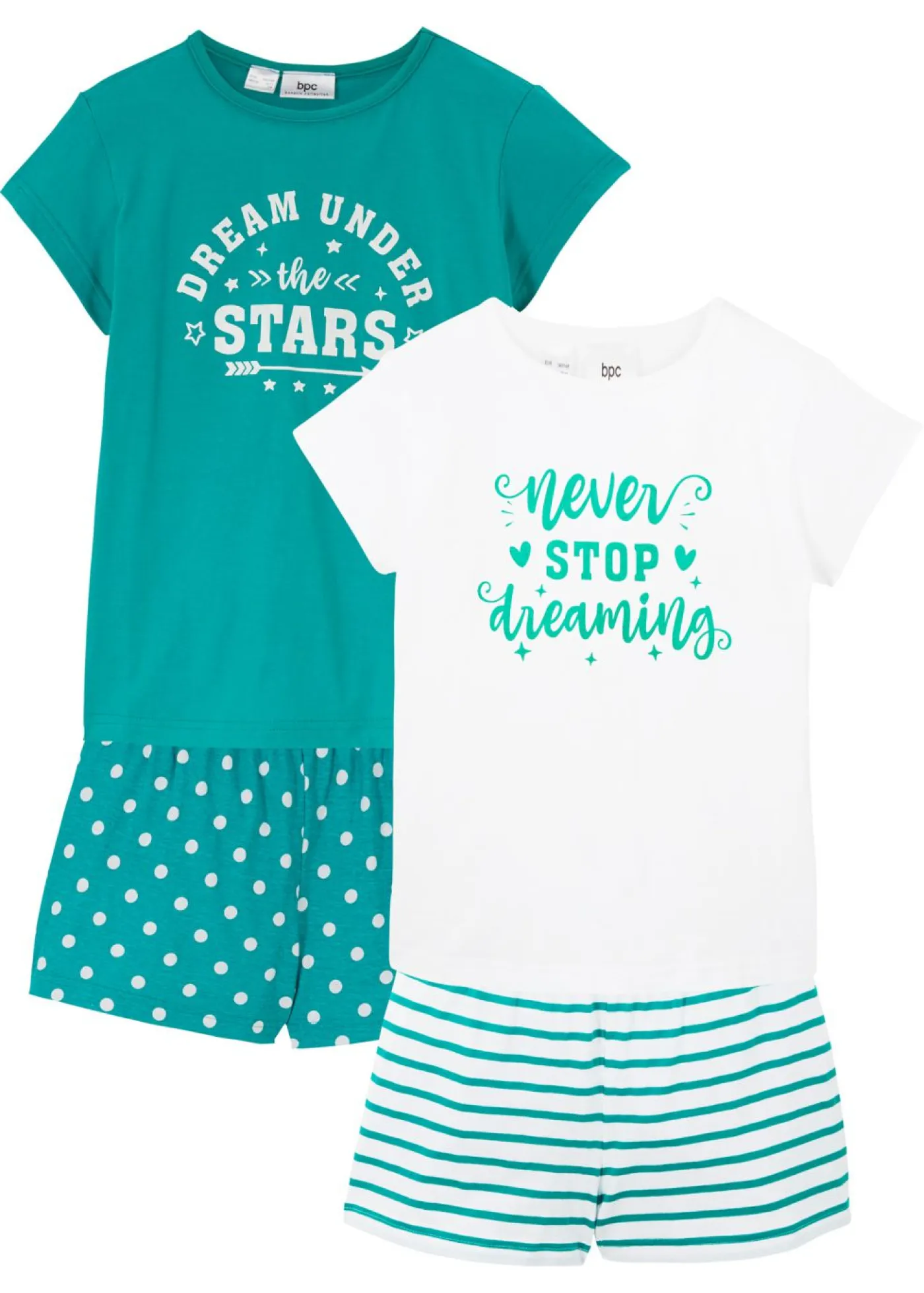 Niños bonprix bonprix Pijama corto de algodón puro con mangas cortas (4 piezas)