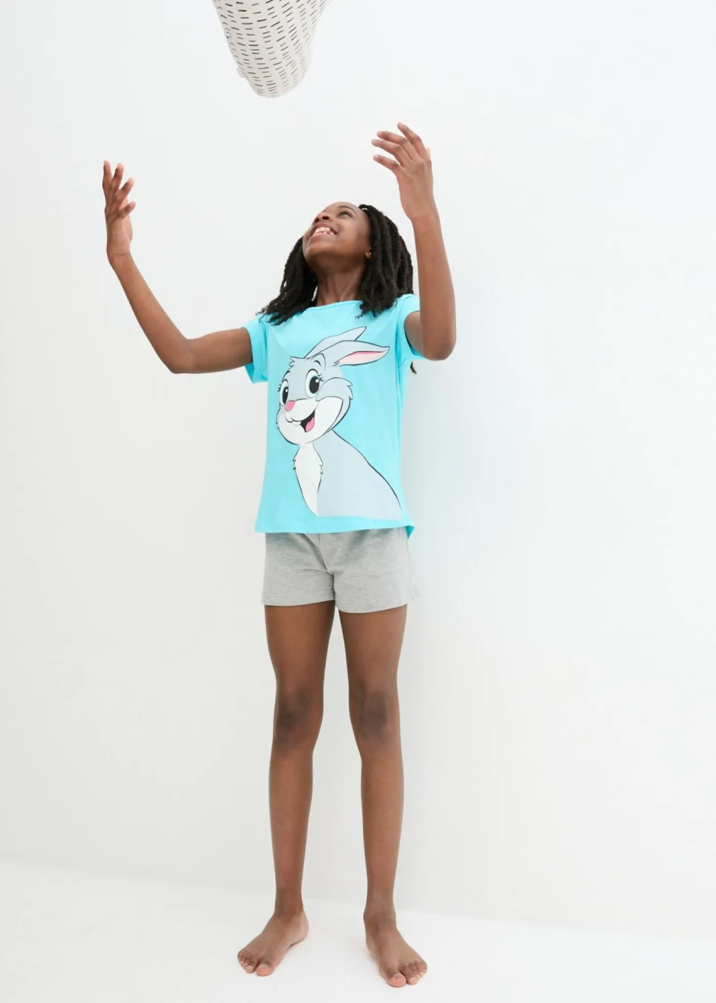 bonprix bonprix Multipack|Niña·Pijamas>Pijama corto de algodón suave (2 unidades) Celeste/baya/gris claro jaspeado/rosa estampado