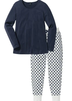 bonprix bonprix Ropa Para Dormir>Pijama de algodón orgánico Azul marino/natural jaspeado estampado