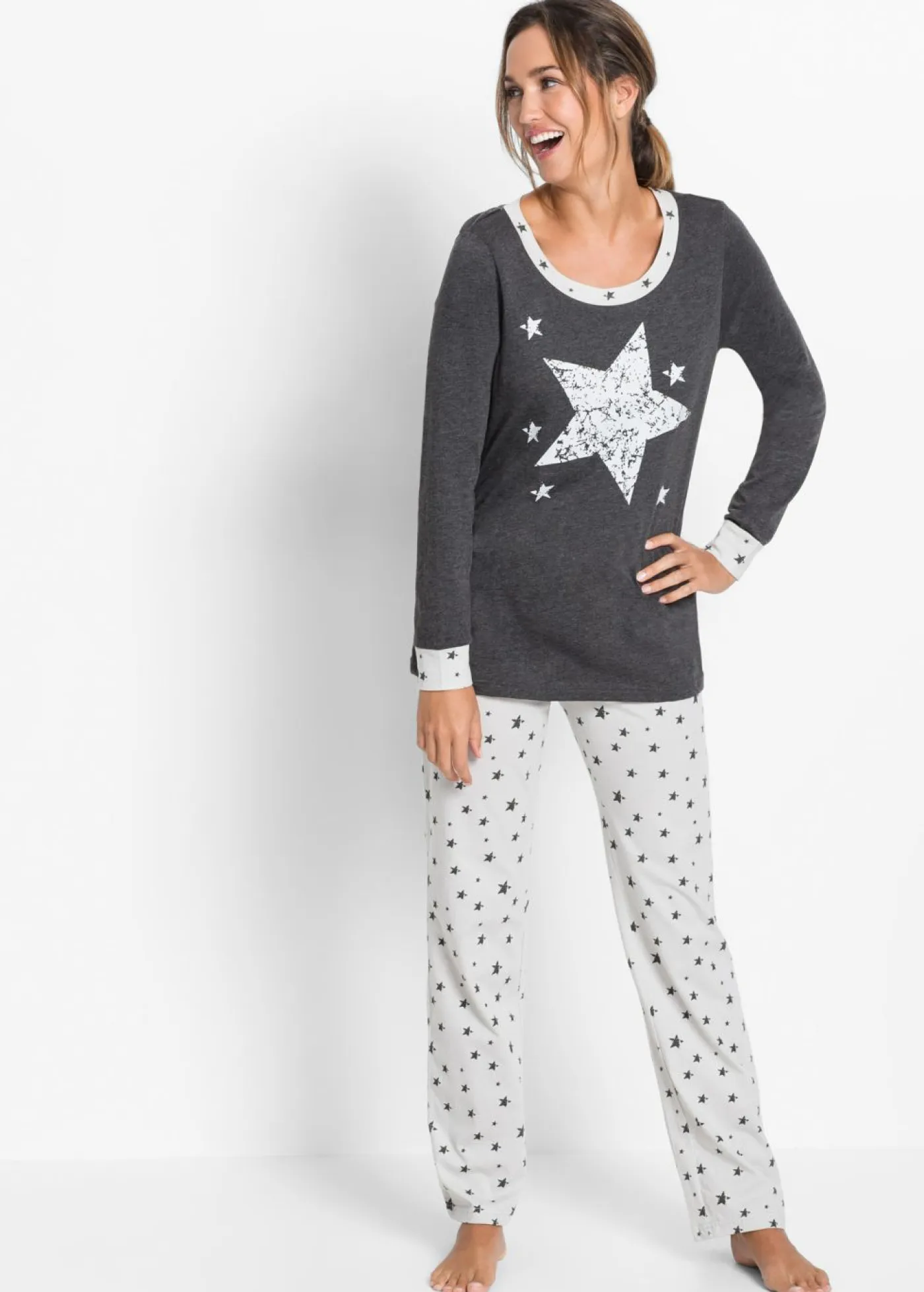 bonprix bonprix Ropa Para Dormir>Pijama de algodón orgánico carbón moteado