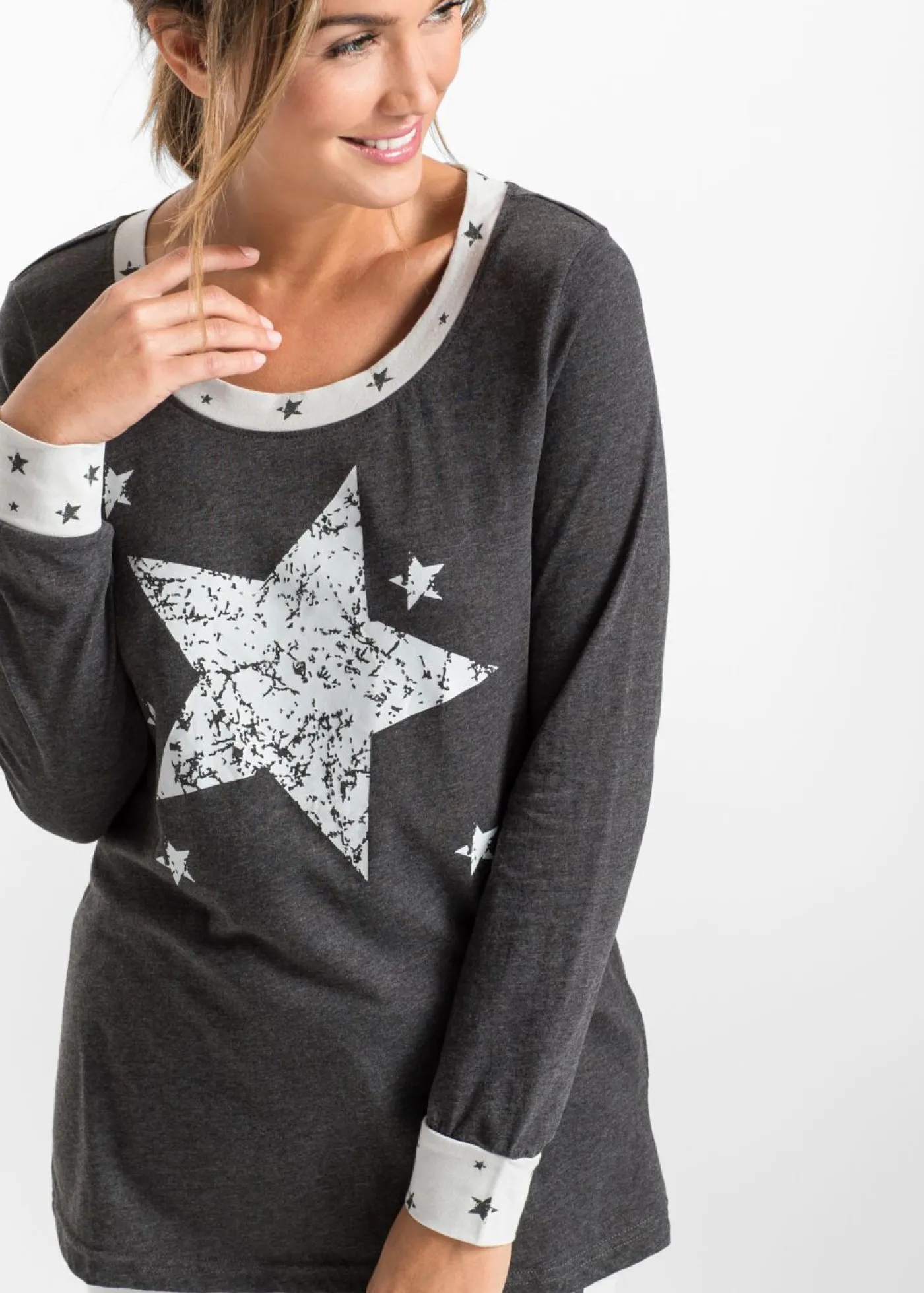 bonprix bonprix Ropa Para Dormir>Pijama de algodón orgánico carbón moteado