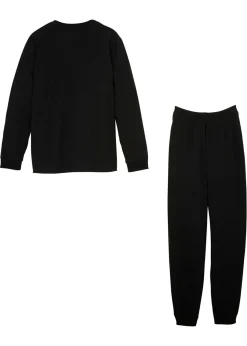 bonprix bonprix Niño·Pijamas>Pijama de algodón orgánico puro (2 piezas) Negro-naranja neón