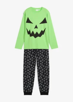 bonprix bonprix Niño·Pijamas|Niña·Pijamas>Pijama de algodón orgánico puro (2 piezas) verde brillante + negro