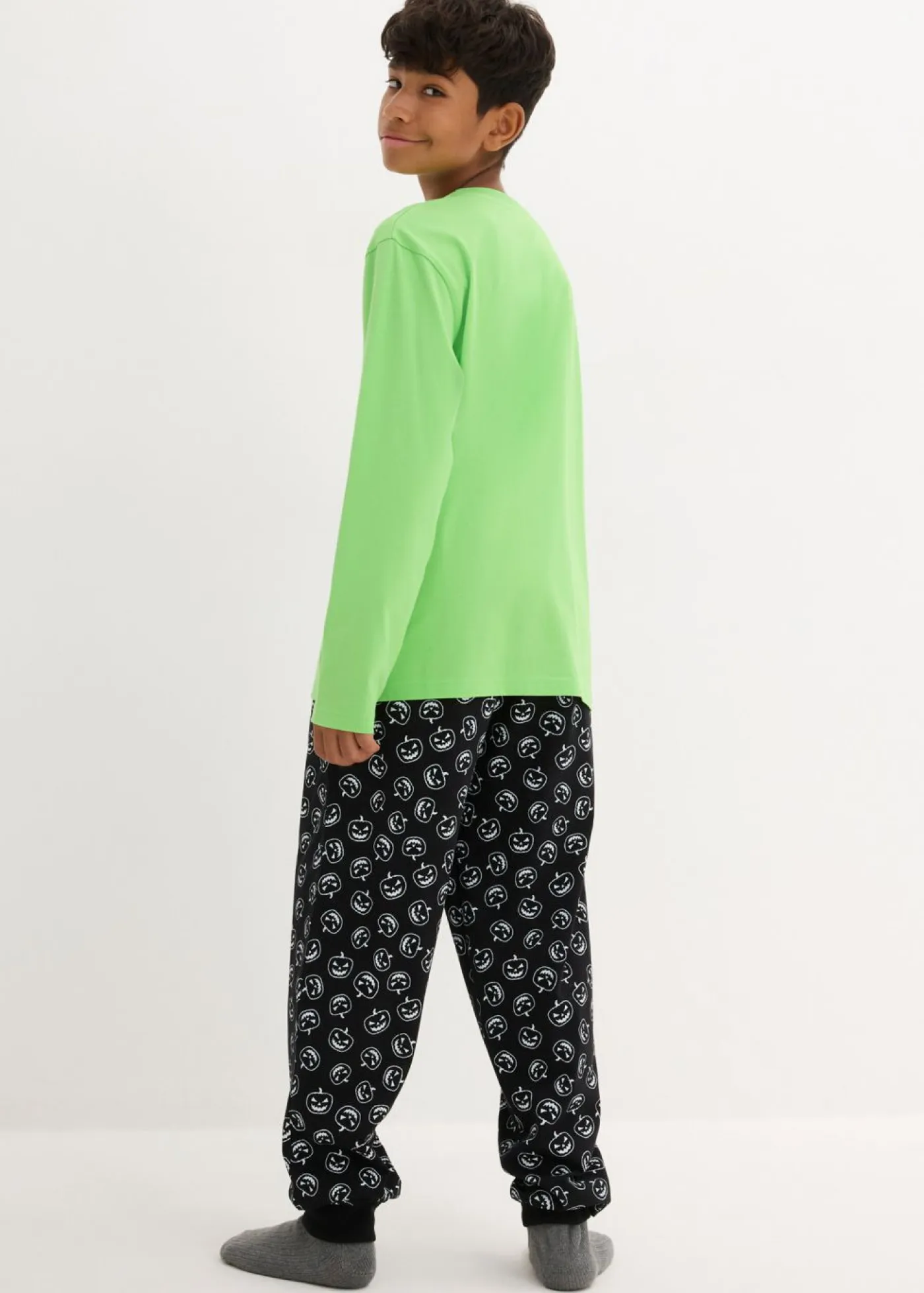 bonprix bonprix Niño·Pijamas|Niña·Pijamas>Pijama de algodón orgánico puro (2 piezas) verde brillante + negro