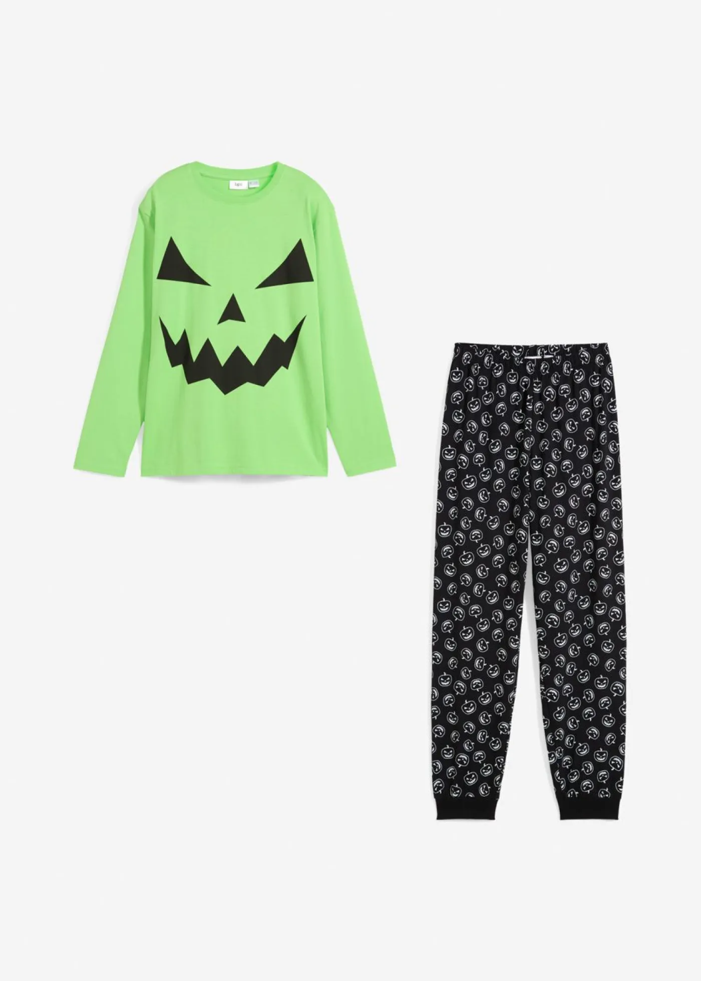bonprix bonprix Niño·Pijamas|Niña·Pijamas>Pijama de algodón orgánico puro (2 piezas) verde brillante + negro