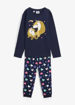 bonprix bonprix Niña·Pijamas>Pijama de algodón orgánico puro (2 piezas) Azul marino estampado