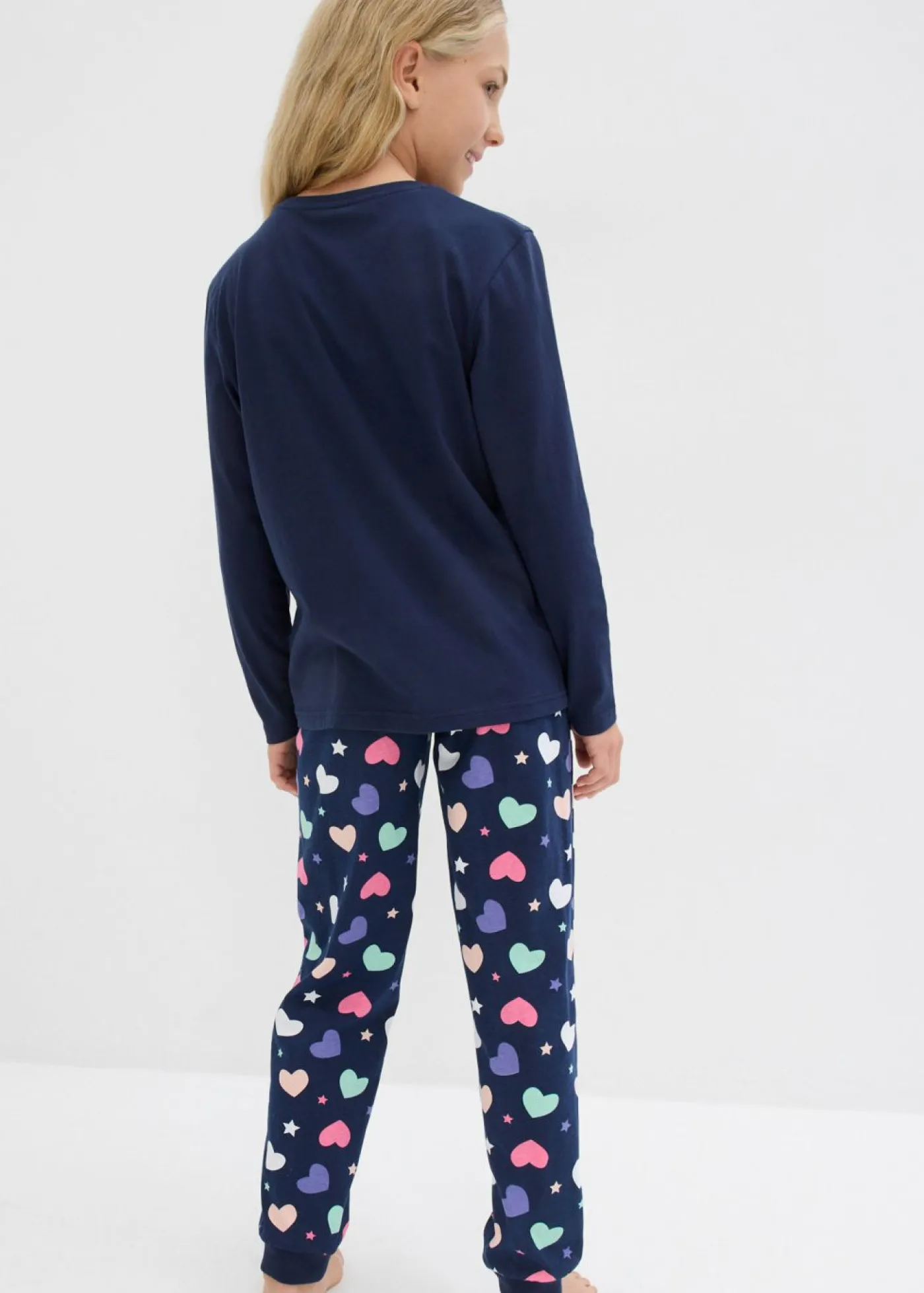 bonprix bonprix Niña·Pijamas>Pijama de algodón orgánico puro (2 piezas) Azul marino estampado