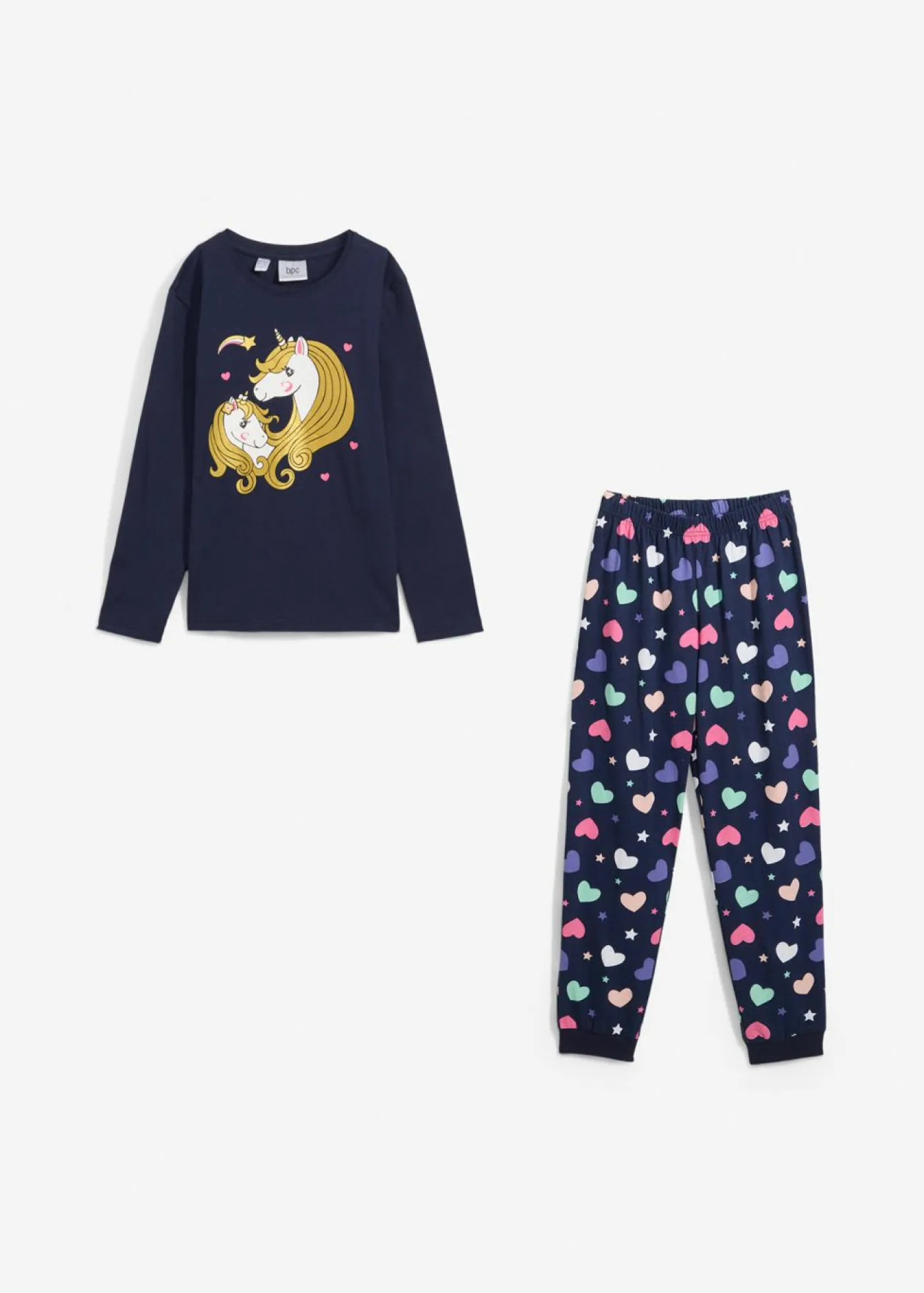bonprix bonprix Niña·Pijamas>Pijama de algodón orgánico puro (2 piezas) Azul marino estampado