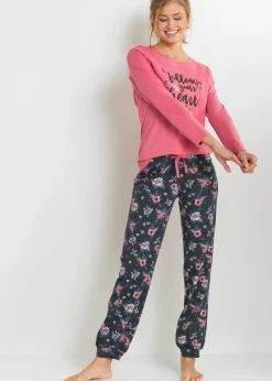 bonprix bonprix Ropa Para Dormir>Pijama de algodón orgánico puro Rosa humo estampado