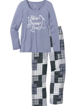 bonprix bonprix Ropa Para Dormir>Pijama de algodón orgánico puro Azul mate estampado