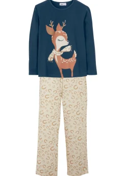 bonprix bonprix Niña·Pijamas>Pijama de algodón orgánico puro (2 piezas) Azul oscuro