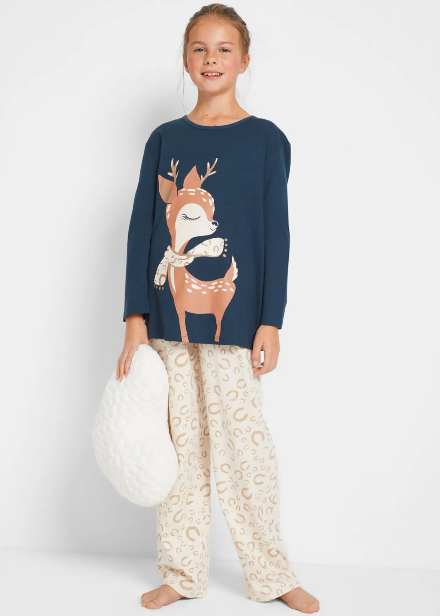 bonprix bonprix Niña·Pijamas>Pijama de algodón orgánico puro (2 piezas) Azul oscuro