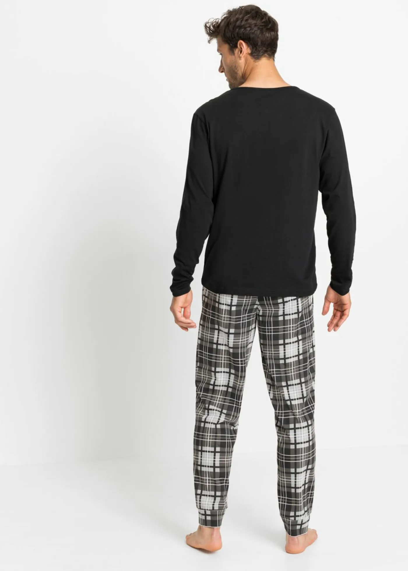 bonprix bonprix Pijamas|Ropa Interior·Pijamas>Pijama de algodón puro Negro-gris de cuadros