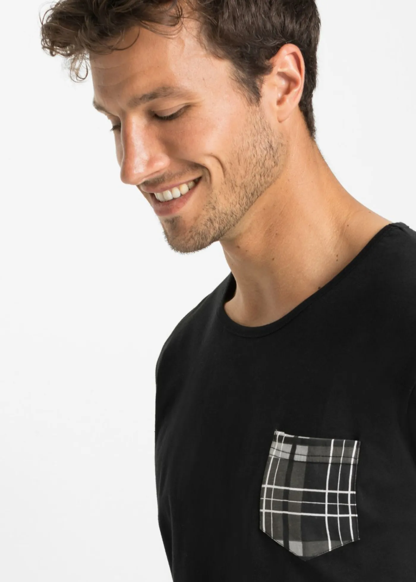 bonprix bonprix Pijamas|Ropa Interior·Pijamas>Pijama de algodón puro Negro-gris de cuadros