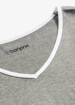 bonprix bonprix Básicos|Ropa Para Dormir>Pijama de algodón puro Gris jaspeado-blanco