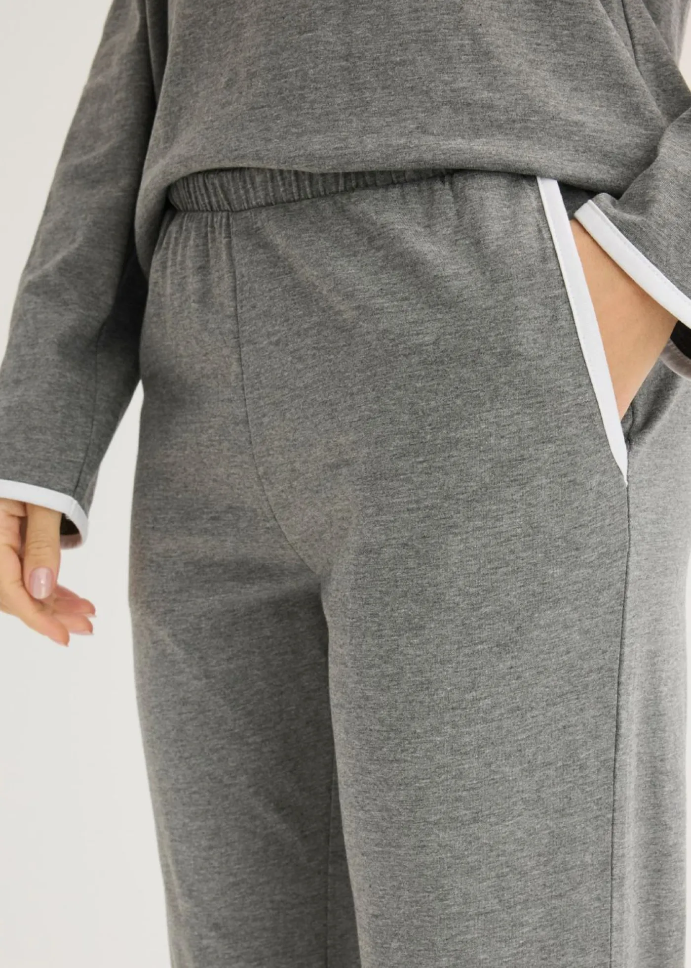 bonprix bonprix Básicos|Ropa Para Dormir>Pijama de algodón puro Gris jaspeado-blanco
