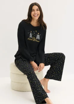 Mujer bonprix bonprix Pijama de algodón puro con estampado brillante