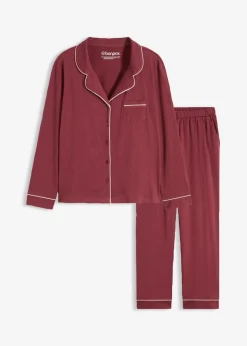 bonprix bonprix Ropa Para Dormir>Pijama de algodón puro con botones rojo avellana