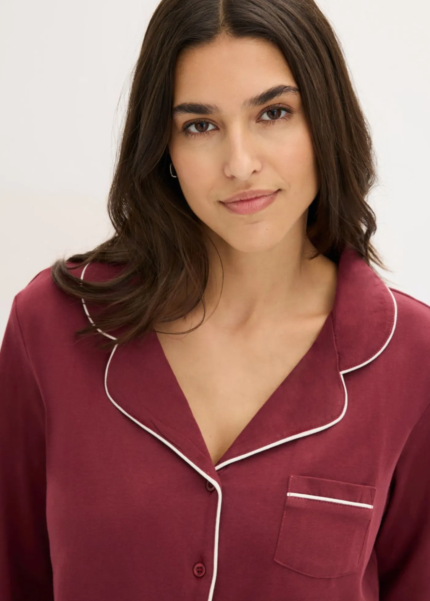 bonprix bonprix Ropa Para Dormir>Pijama de algodón puro con botones rojo avellana