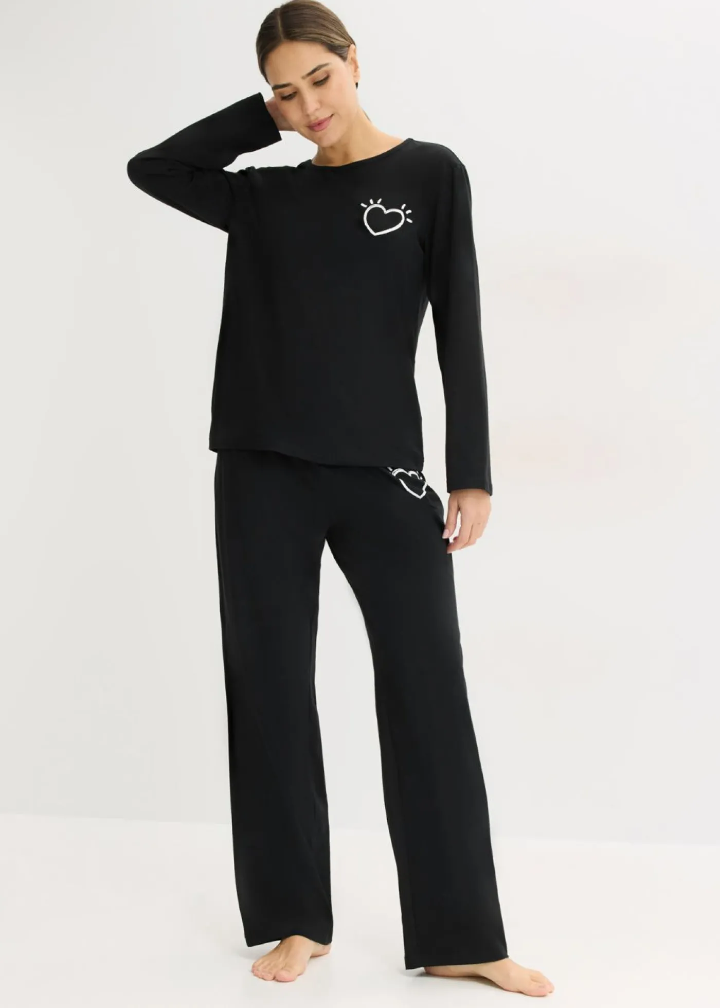 bonprix bonprix Ropa Para Dormir>Pijama de algodón suave Negro