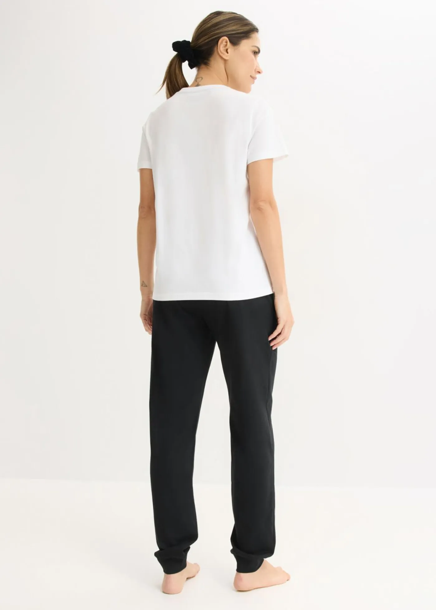 bonprix bonprix Ropa Para Dormir>Pijama de algodón suave Blanco-negro