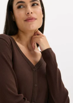 Mujer bonprix bonprix Pijama de canalé con botones