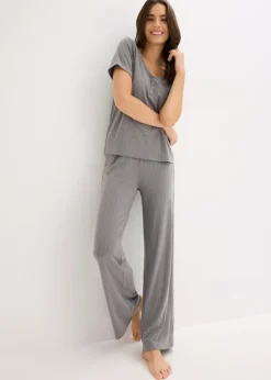 Mujer bonprix bonprix Pijama de canalé con viscosa