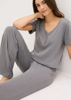 Mujer bonprix bonprix Pijama de canalé con viscosa