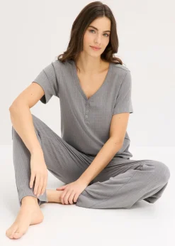 Mujer bonprix bonprix Pijama de canalé con viscosa