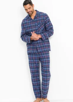 Hombre bonprix bonprix Pijama de franela suave con botones y mangas largas.