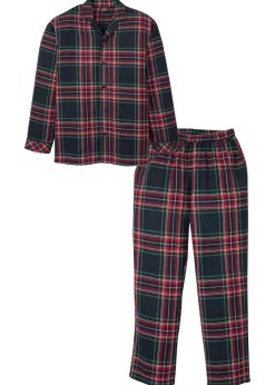 bonprix bonprix Pijamas|Ropa Interior·Pijamas>Pijama de franela suave con botones para hombres Azul marino