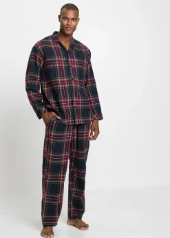 bonprix bonprix Pijamas|Ropa Interior·Pijamas>Pijama de franela suave con botones para hombres Azul marino