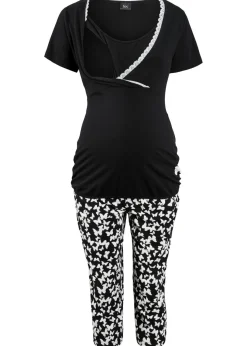bonprix bonprix Premamá Y Lactancia|Ropa Para Dormir>Pijama de lactancia Negro estampado