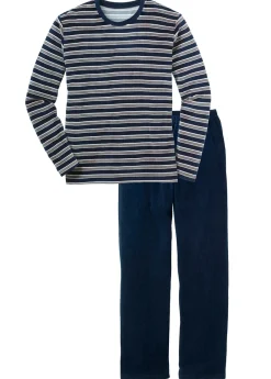 bonprix bonprix Pijamas|Ropa Interior·Pijamas>Pijama de material suave con mangas largas Azul marino -gris