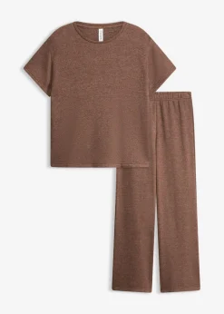 bonprix bonprix Homewear|Ropa Para Dormir>Pijama de tejido estructurado suave marrón moteado