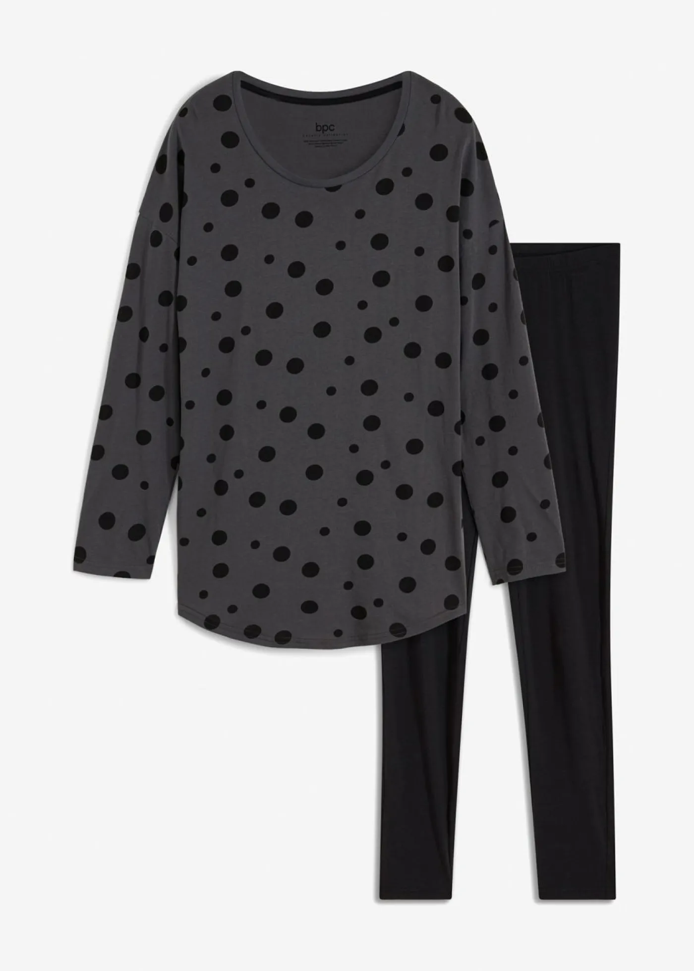 bonprix bonprix Ropa Para Dormir>Pijama holgado con leggings Pizarra + negro