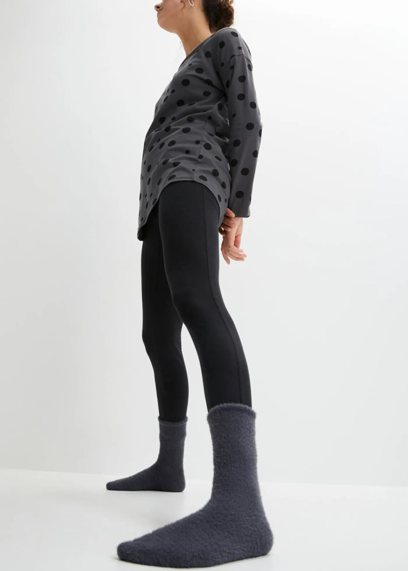 bonprix bonprix Ropa Para Dormir>Pijama holgado con leggings Pizarra + negro