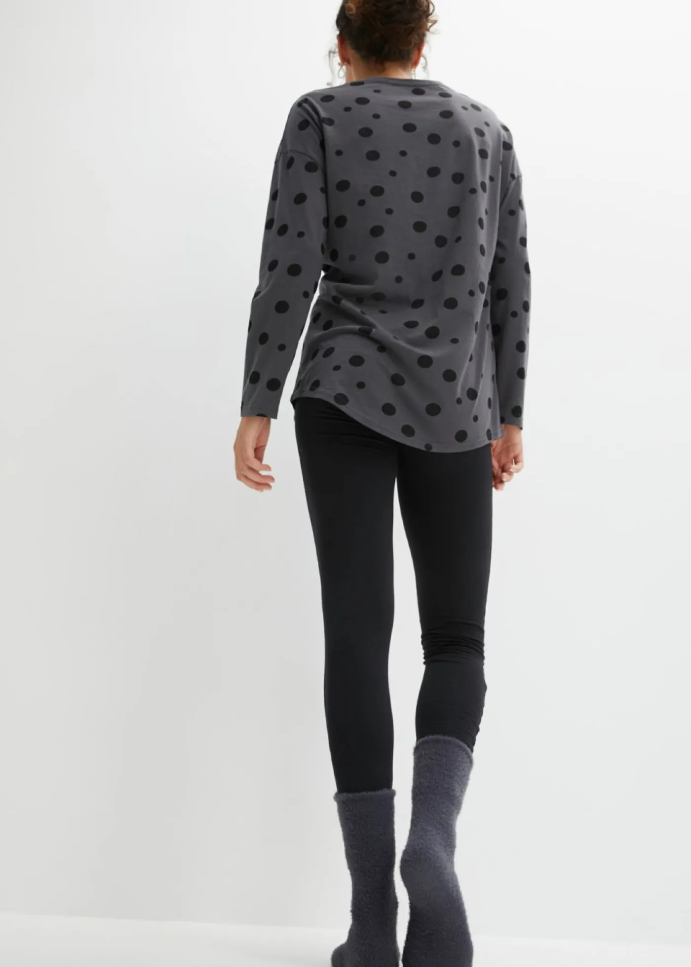 bonprix bonprix Ropa Para Dormir>Pijama holgado con leggings Pizarra + negro