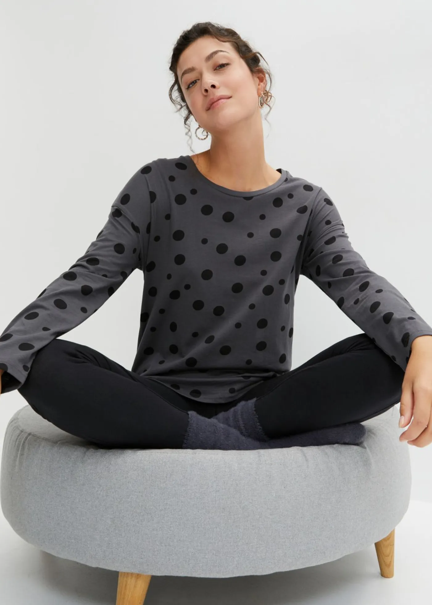 bonprix bonprix Ropa Para Dormir>Pijama holgado con leggings Pizarra + negro